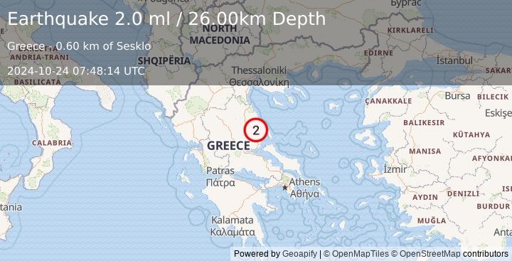 Earthquake GREECE (2.0 ml) (2024-10-24 07:48:14 UTC)