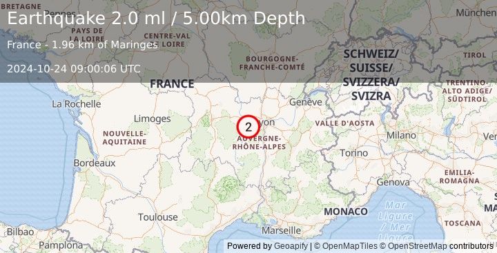 Earthquake FRANCE (2.0 ml) (2024-10-24 09:00:06 UTC)