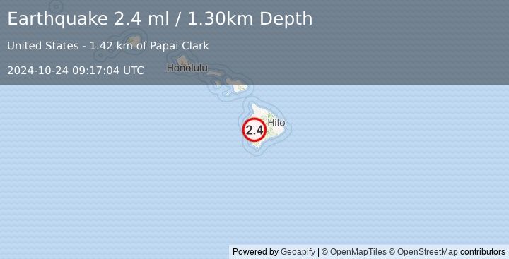 Earthquake ISLAND OF HAWAII, HAWAII (2.4 ml) (2024-10-24 09:17:04 UTC)