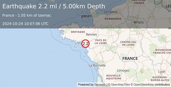 Earthquake FRANCE (2.2 ml) (2024-10-24 10:07:06 UTC)