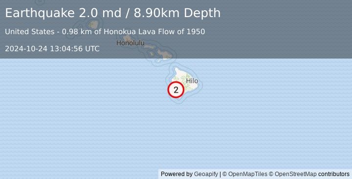 Earthquake ISLAND OF HAWAII, HAWAII (2.0 md) (2024-10-24 13:04:56 UTC)