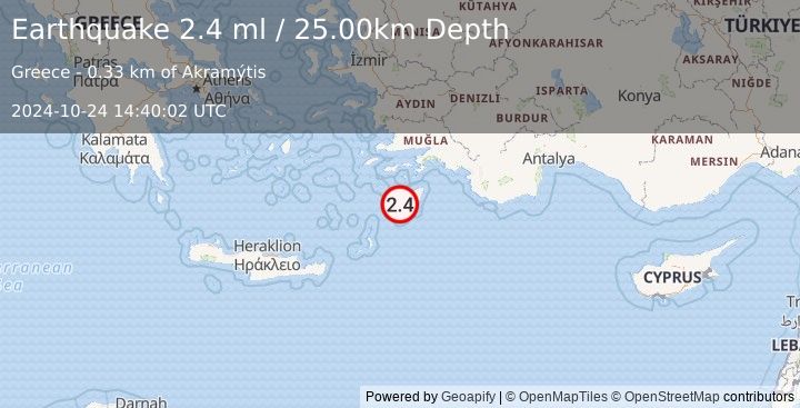 Earthquake DODECANESE IS.-TURKEY BORDER REG (2.4 ml) (2024-10-24 14:40:02 UTC)