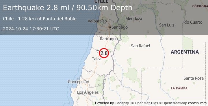 Earthquake MAULE, CHILE (2.8 ml) (2024-10-24 17:30:21 UTC)