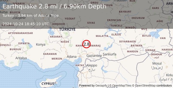 Earthquake CENTRAL TURKEY (2.8 ml) (2024-10-24 18:45:10 UTC)