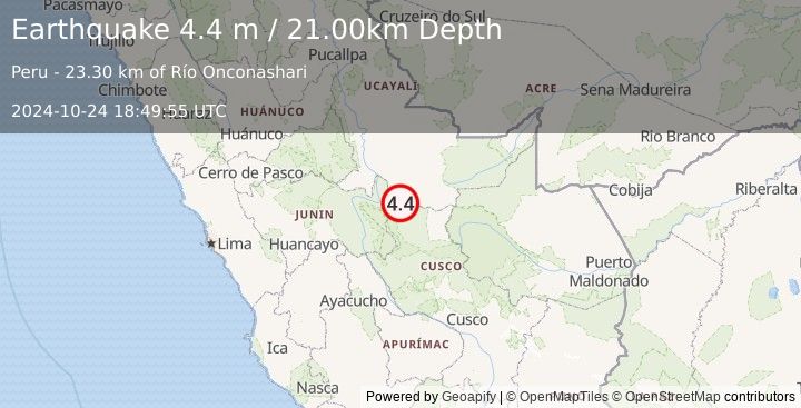 Earthquake CENTRAL PERU (4.4 m) (2024-10-24 18:49:55 UTC)