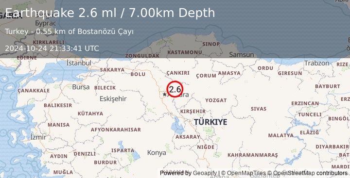 Earthquake CENTRAL TURKEY (2.6 ml) (2024-10-24 21:33:41 UTC)