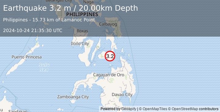 Earthquake BOHOL, PHILIPPINES (3.2 m) (2024-10-24 21:35:30 UTC)