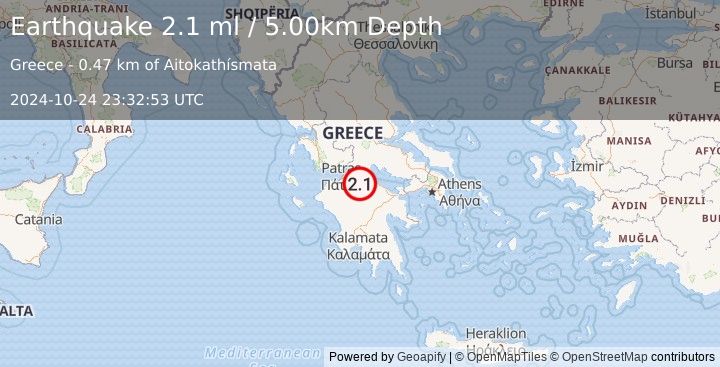 Earthquake GREECE (2.1 ml) (2024-10-24 23:32:53 UTC)