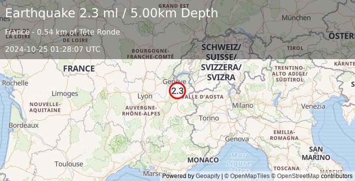 Earthquake FRANCE (2.3 ml) (2024-10-25 01:28:07 UTC)