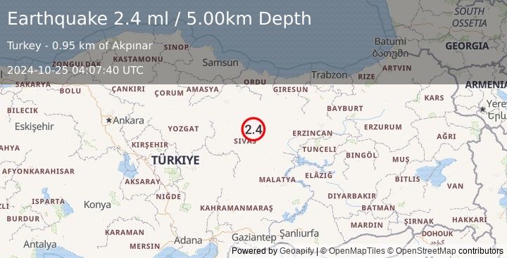 Earthquake CENTRAL TURKEY (2.4 ml) (2024-10-25 04:07:40 UTC)