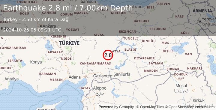 Earthquake CENTRAL TURKEY (2.8 ml) (2024-10-25 05:09:21 UTC)