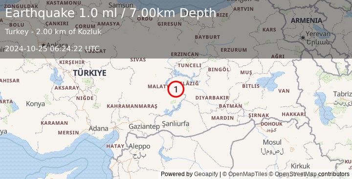 Earthquake EASTERN TURKEY (1.0 ml) (2024-10-25 06:24:22 UTC)