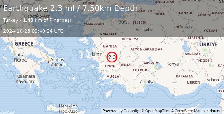 Earthquake WESTERN TURKEY (2.3 ml) (2024-10-25 09:40:24 UTC)