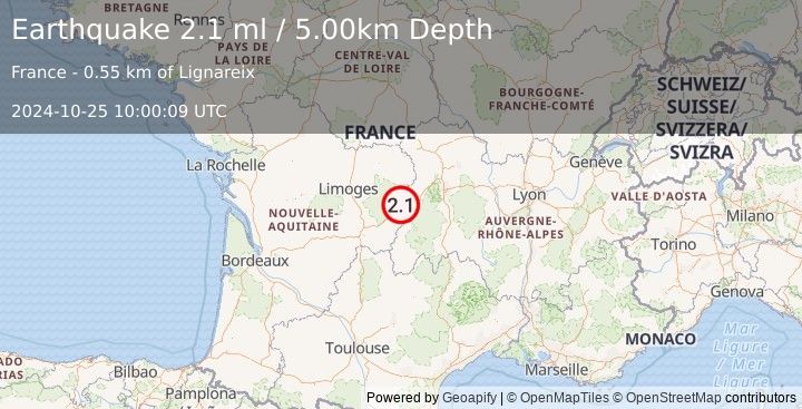 Earthquake FRANCE (2.1 ml) (2024-10-25 10:00:09 UTC)