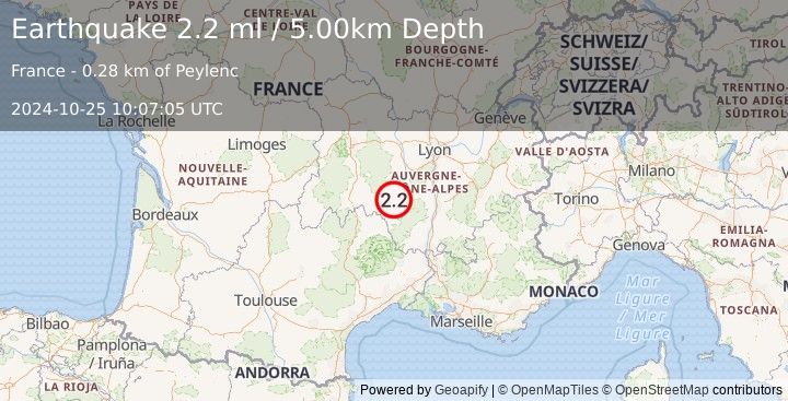 Earthquake FRANCE (2.2 ml) (2024-10-25 10:07:05 UTC)