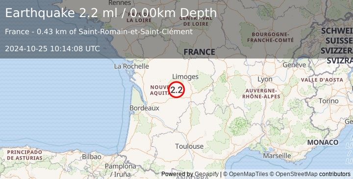 Earthquake FRANCE (2.2 ml) (2024-10-25 10:14:08 UTC)