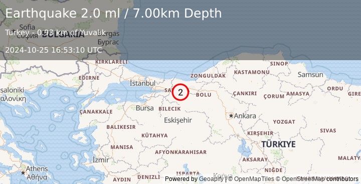 Earthquake WESTERN TURKEY (2.0 ml) (2024-10-25 16:53:10 UTC)