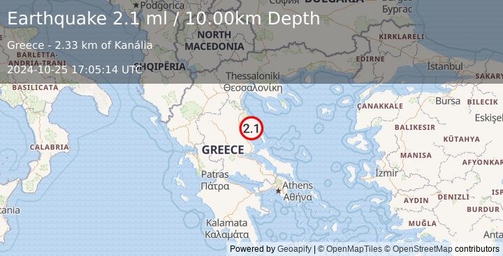 Earthquake GREECE (2.1 ml) (2024-10-25 17:05:14 UTC)