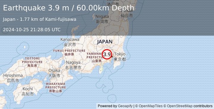 Earthquake NEAR S. COAST OF HONSHU, JAPAN (3.9 m) (2024-10-25 21:28:05 UTC)