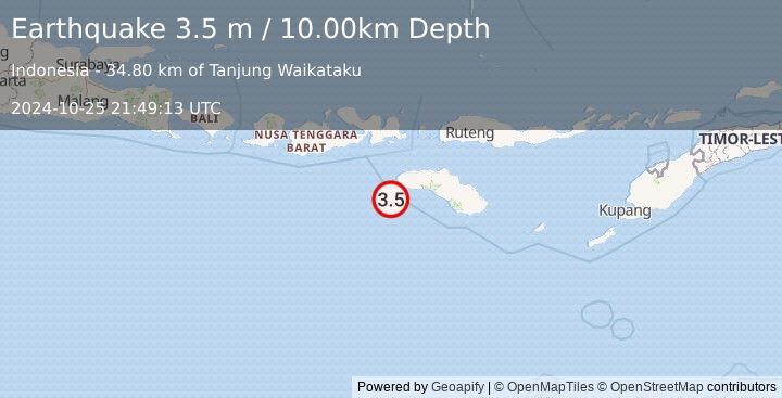 Earthquake SUMBAWA REGION, INDONESIA (3.5 m) (2024-10-25 21:49:13 UTC)