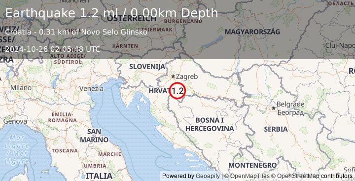 Earthquake CROATIA (1.2 ml) (2024-10-26 02:05:48 UTC)