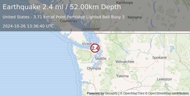 Earthquake STR. OF JUAN DE FUCA, WASHINGTON (2.4 ml) (2024-10-26 13:36:40 UTC)