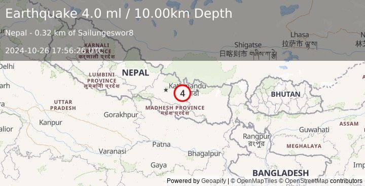 Earthquake NEPAL (4.0 ml) (2024-10-26 17:56:26 UTC)