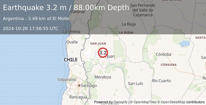 Earthquake SAN JUAN, ARGENTINA (3.2 m) (2024-10-26 17:56:55 UTC)