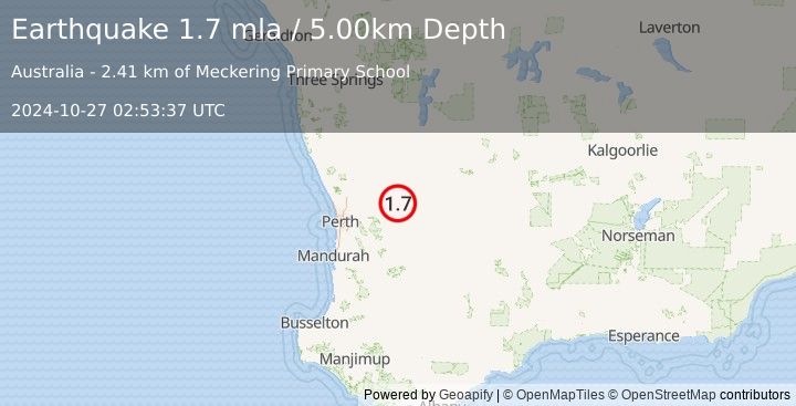 Earthquake WESTERN AUSTRALIA (1.7 mla) (2024-10-27 02:53:37 UTC)