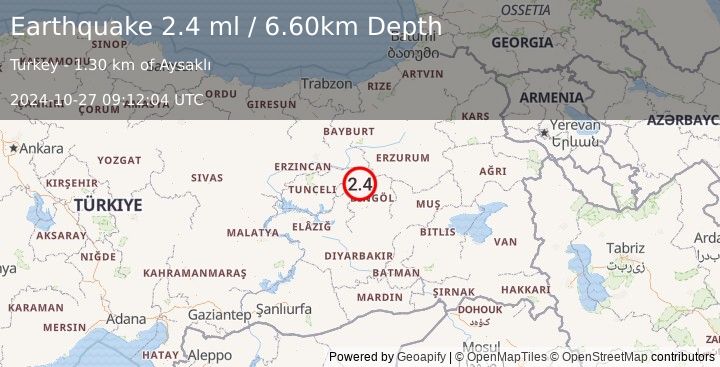 Earthquake EASTERN TURKEY (2.4 ml) (2024-10-27 09:12:04 UTC)