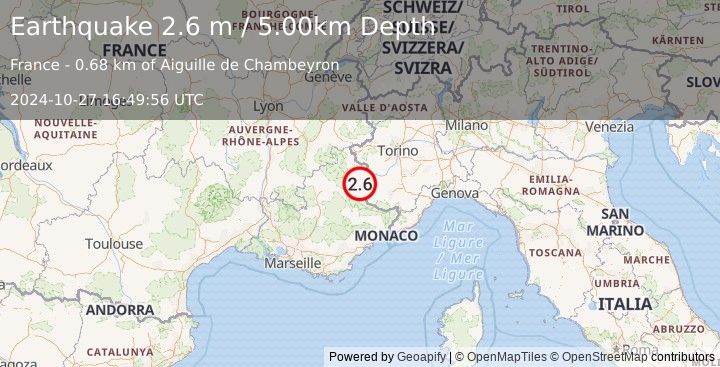 Earthquake FRANCE (2.6 m) (2024-10-27 16:49:56 UTC)