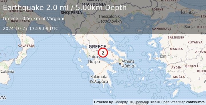 Earthquake GREECE (2.0 ml) (2024-10-27 17:59:09 UTC)