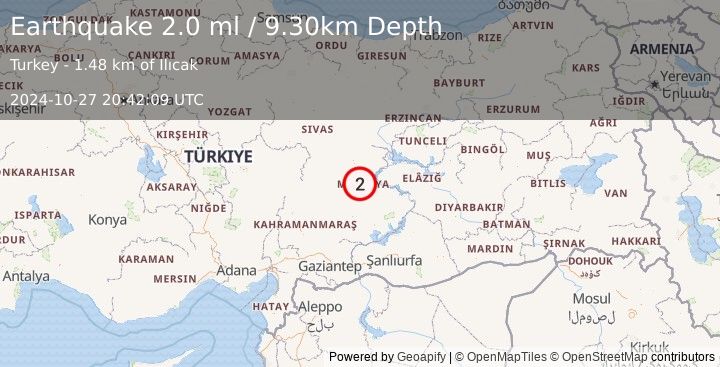 Earthquake EASTERN TURKEY (2.0 ml) (2024-10-27 20:42:09 UTC)