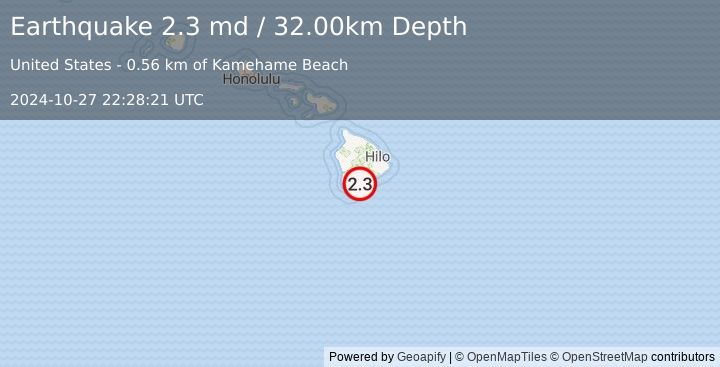 Earthquake ISLAND OF HAWAII, HAWAII (2.3 md) (2024-10-27 22:28:21 UTC)