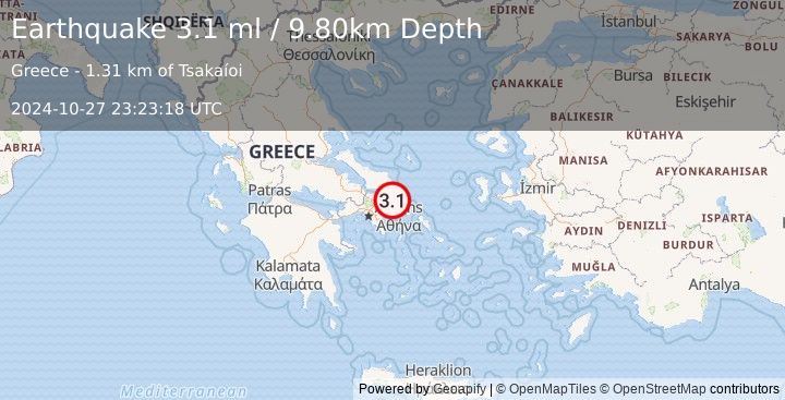 Earthquake AEGEAN SEA (3.1 ml) (2024-10-27 23:23:18 UTC)