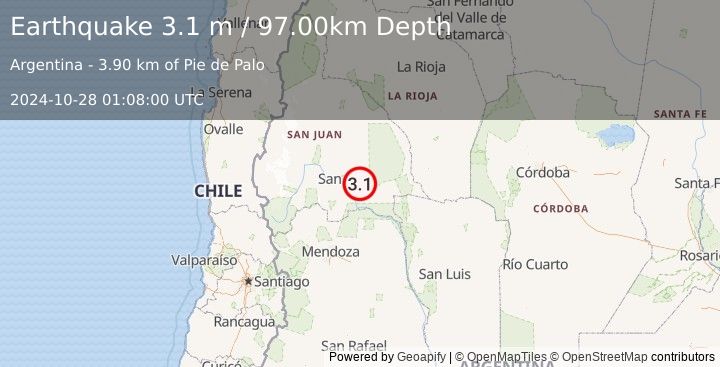 Earthquake SAN JUAN, ARGENTINA (3.1 m) (2024-10-28 01:08:00 UTC)