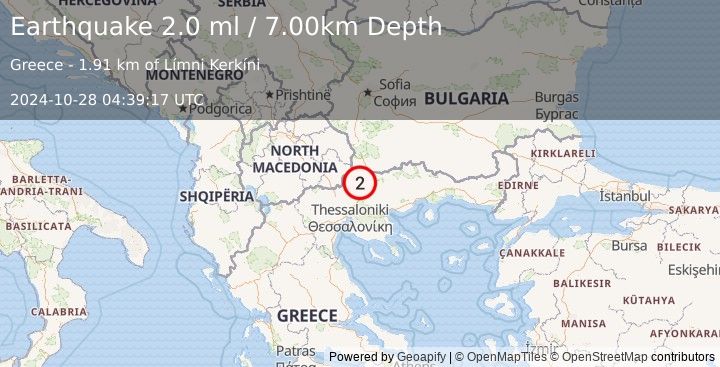 Earthquake GREECE (2.0 ml) (2024-10-28 04:39:17 UTC)