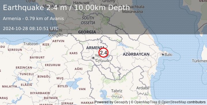 Earthquake ARMENIA (2.4 m) (2024-10-28 08:10:51 UTC)