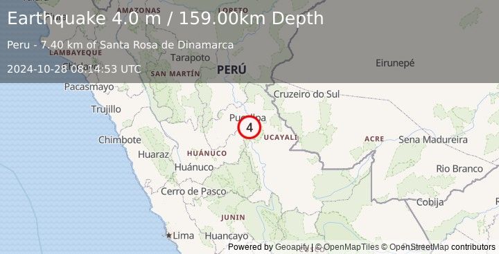 Earthquake CENTRAL PERU (4.0 m) (2024-10-28 08:14:53 UTC)