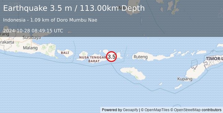 Earthquake SUMBAWA REGION, INDONESIA (3.5 m) (2024-10-28 08:49:15 UTC)