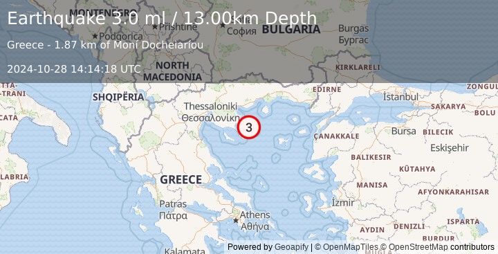 Earthquake AEGEAN SEA (3.0 ml) (2024-10-28 14:14:18 UTC)