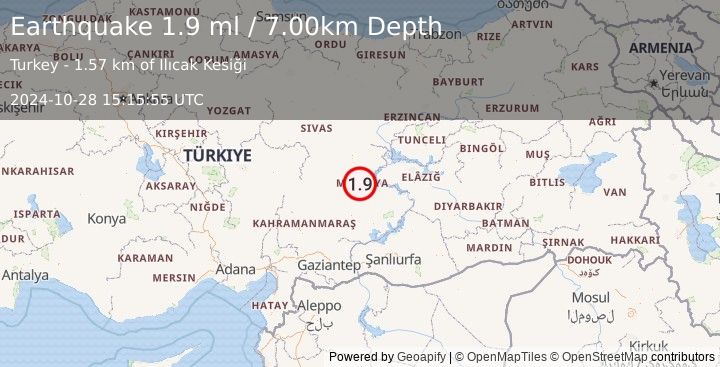 Earthquake EASTERN TURKEY (1.9 ml) (2024-10-28 15:15:55 UTC)