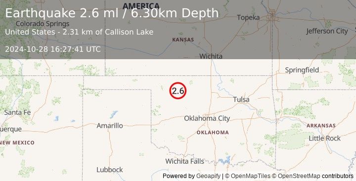 Earthquake OKLAHOMA (2.6 ml) (2024-10-28 16:27:41 UTC)