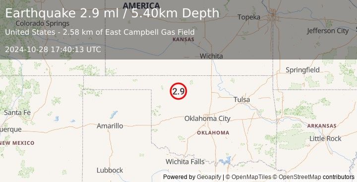 Earthquake OKLAHOMA (2.9 ml) (2024-10-28 17:40:13 UTC)