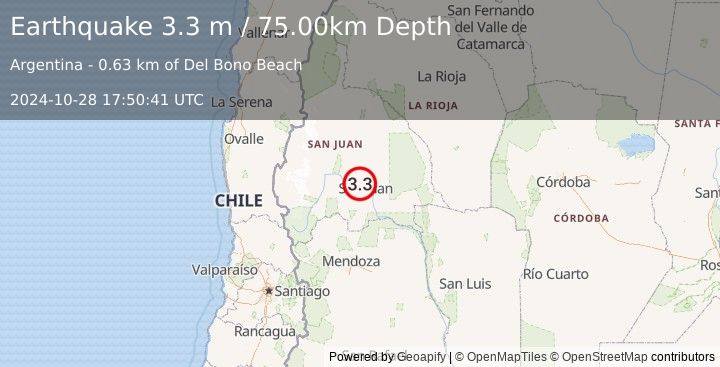 Earthquake SAN JUAN, ARGENTINA (3.3 m) (2024-10-28 17:50:41 UTC)