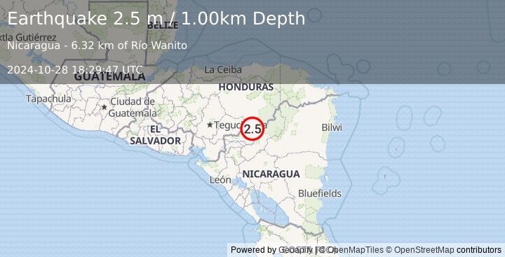 Earthquake HONDURAS (2.5 m) (2024-10-28 18:29:47 UTC)