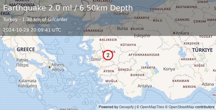 Earthquake WESTERN TURKEY (2.0 ml) (2024-10-28 20:09:41 UTC)