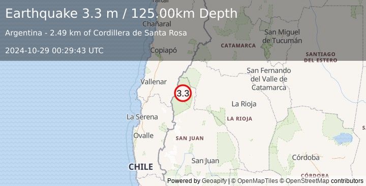 Earthquake SAN JUAN, ARGENTINA (3.3 m) (2024-10-29 00:29:43 UTC)