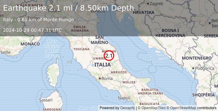 Earthquake CENTRAL ITALY (2.1 ml) (2024-10-29 00:47:31 UTC)