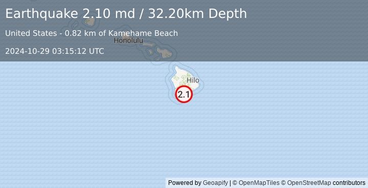 Earthquake ISLAND OF HAWAII, HAWAII (2.1 md) (2024-10-29 03:15:12 UTC)